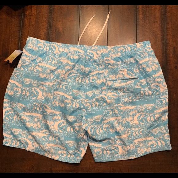 Ocean and Coast Swim Trunk Aqua Waves Floral XXL - Picture 3 of 5